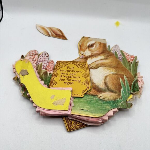 Beistle Vintage Bunny Nest Easter Centerpiece Honeycomb Diecut 9" 60s - Picture 7 of 9